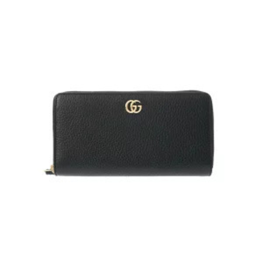 Gucci Double G Zip Around Wallet Black Leather Long